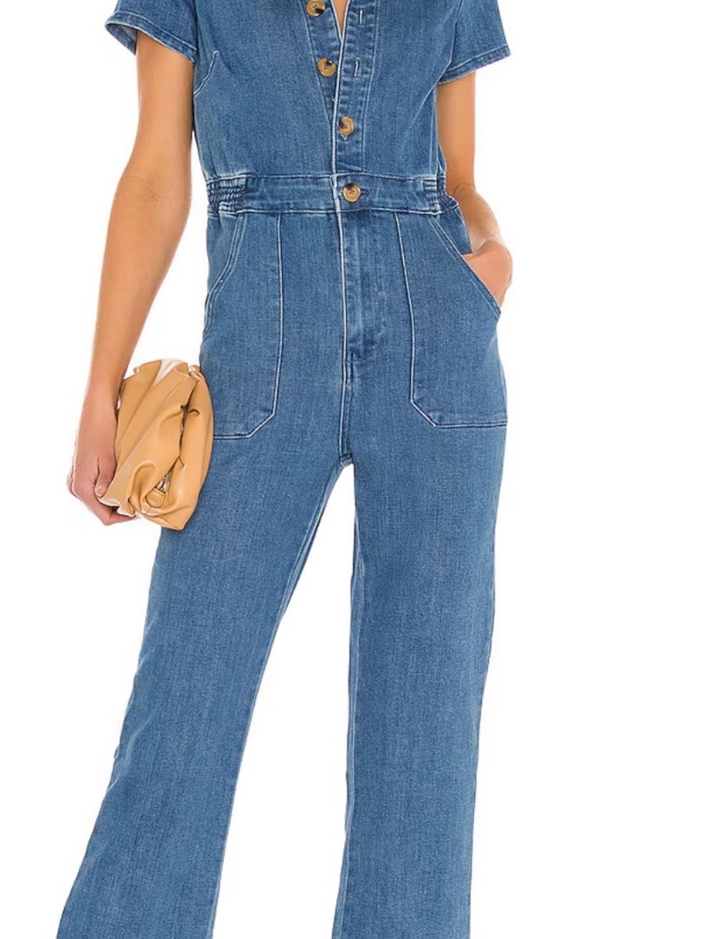 Show Me Your MuMu Light Blue Denim Short-Sleeve Jumpsuit - Picture 5 of 6